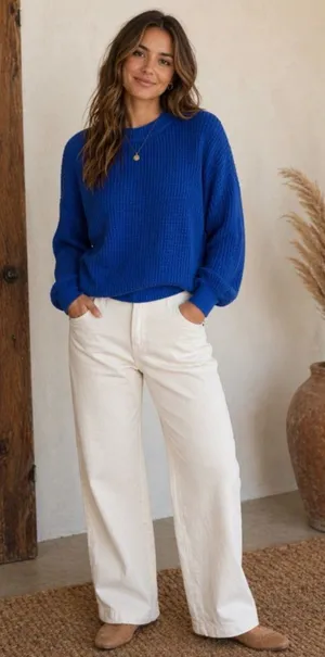 Melrose and Market Royal Blue Crew Neck Sweater thumbnail 1