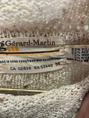Women's Gerard Martin Vintage Cream Marled Knit Sweater - Medium thumbnail 2
