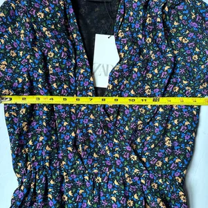 Zara Mini‎ Dress | Boho Floral Print | Women’s XS | Shoulder Pads | Long Sleeve thumbnail 7