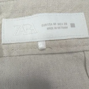 Zara Linen Blend Ecru High Rise Shorts M 8 GUC (SEE NOTE) thumbnail 2