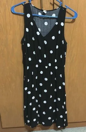 Old Navy black and white polka dot dress thumbnail 1