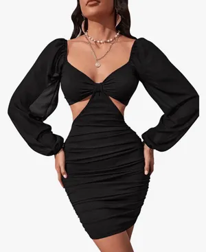 SweatyRocks Black Cutout Dress thumbnail 1