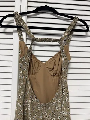Floral Slip Mini Dress in Olive Sz small thumbnail 7