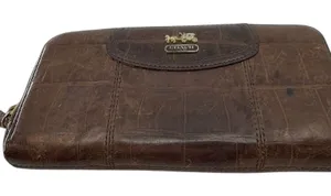 Coach Brown Croc Embossed Leather Zip Wallet thumbnail 1