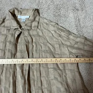 Limited‎ Linen Checkered Open Front Long Sleeve Coastal Sustainable Cardigan M thumbnail 5