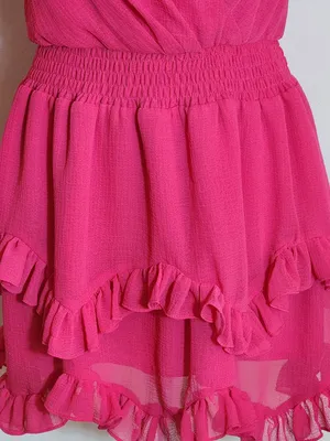 DO+BE Hot Pink Ruffle Mini Dress Size Small Wedding Guest Dress thumbnail 4