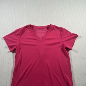 WOMEN'S PINK ACTIVEWEAR SHIRT Size Small V-Neck Open Split Back Workout Top Gym thumbnail 2
