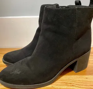 Black Booties Wedge Boots suede with zipper autumn fall winter boots thumbnail 1