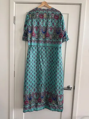Button Down Short Sleeve County Dress Green Size XXL thumbnail 6