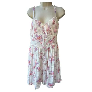 And Now This Women’s Floral Sweetheart Mini Dress Medium Cottagecore Linen Blend thumbnail 2