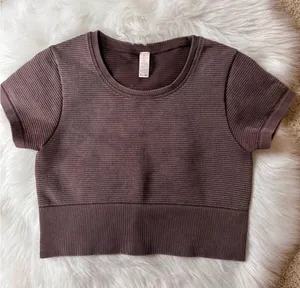 OFFLINE By Aerie Textured Seamless Cropped size M, Brown thumbnail 1