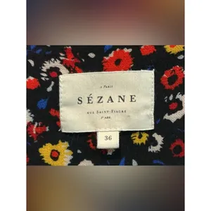 Sézane Carmen Black Floral Poppy Mini Flowy Dress Size 36 / 4 / Small thumbnail 7