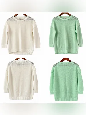 Set of 2 J.Crew Womens M Open Knit Sweaters Mint Green Ivory Cotton NWOT thumbnail 2