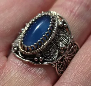 Silver Blue Stone Ring 8.5 thumbnail 1