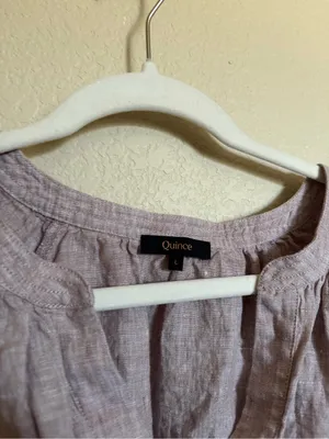 Quince 100% European linen peasant top sz large vintage pink chambray thumbnail 6