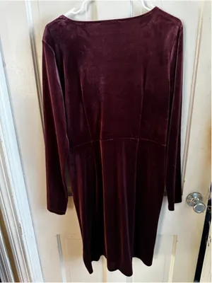 LOFT Velvet Wrap Large Plumberry Faux Wrap Cocktail Holiday Party Dress thumbnail 9