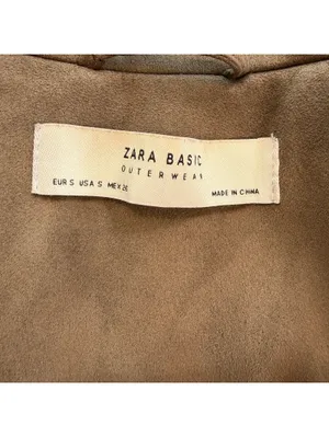 Zara Basic Brown Faux Suede Cropped Moto Biker Jacket Womens S Asymmetrical Zip thumbnail 4
