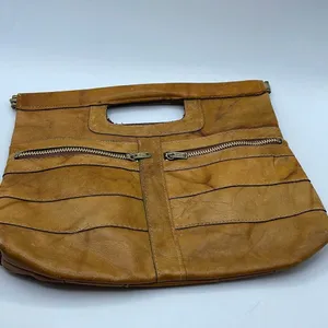 Vintage boho Leather Made in Hong Kong top handle bag. thumbnail 2