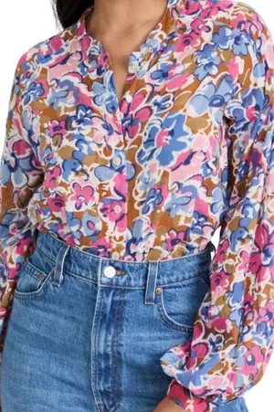 Banjanan Tuckernuck Ella Flora Floral Button-boho Front summer Blouse Shirt xs thumbnail 1