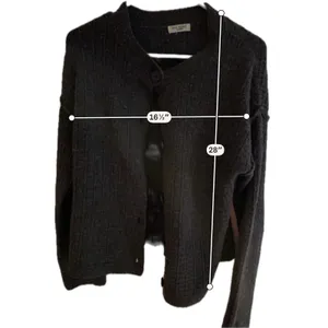 Max Studio London Womens Charcoal‎ Gray Ribbed Button Front Cardigan Sweater thumbnail 4