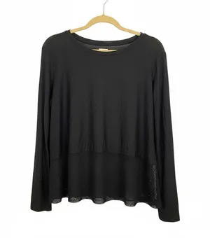 Beach Riot Black Mesh Hem Long Sleeve Top thumbnail 1