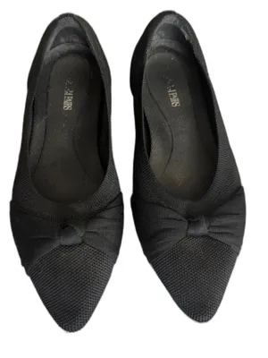 Dream Paris Black Pointed Toe Knit Bow Flats Women’s Size 7.5 thumbnail 1