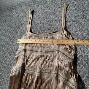 Zara Fringe Mini Dress Women Small Champagne Gold Flapper Chain Detail NWT thumbnail 13