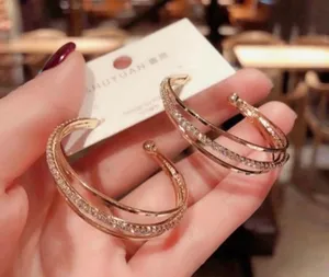 18K Gold Plated Open Hoop Earrings for Women thumbnail 1