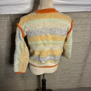 Urban Outfitters Womens Striped Knit Sweater‎ Orange Yellow Blue XS Exposed Seam thumbnail 3