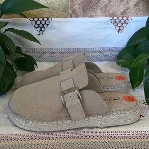 NEW Haute Hippie Aria 100% Suede Buckle Espadrille Tan Slip-On Mule Clogs US 9.5 thumbnail 6