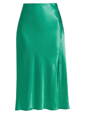 NWT Rails Maya in Jade Green Bias Cut Satin A-line Side Slit Slip Skirt XS thumbnail 4
