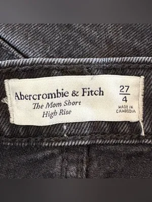 Abercrombie & Fitch High Rise Mom Shorts Black Distressed Denim Size 27 / 4 thumbnail 9