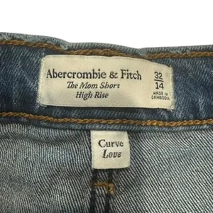 Abercrombie & Fitch High Rise Curve Love The Mom Short in Blue Wash, Size 14/32 thumbnail 2