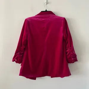 Skies Are Blue Magenta Velvet Blazer Jacket Size S thumbnail 3