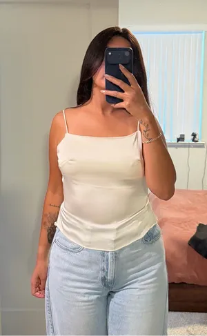 SheIn Satin Ivory Spaghetti-Strap Cami Top thumbnail 1
