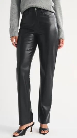 Abercrombie Curve Love ‘90s Straight Ultra High Rise Vegan Leather Pant thumbnail 1