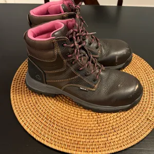 Wolverine Women's Brown‎ Leather Boots with Pink Accents composite toe size 9 thumbnail 8