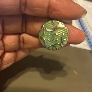 Silver and green locket. Double CC design. New. thumbnail 3