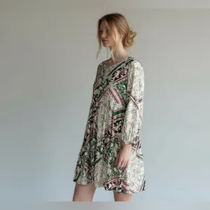 Umgee Empire waist boho tunic/dress Fall Mulit Color Size Small. thumbnail 2