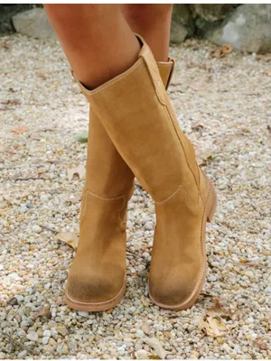 Free People Blaze Pull On Riding Boot in Toffee Suede thumbnail 2