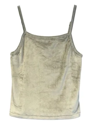SKIMS Velour Cami Women Large Smoke Grey 0883 Square Neck‎ Spaghetti Strap NWT thumbnail 1