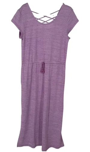 Talbots Soft Drape Jersey Maxi Dress‎ Heathered Lavender Lattice Back Size Large thumbnail 1