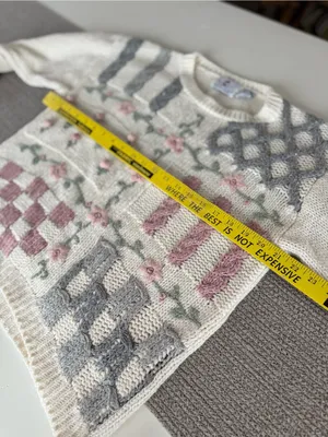 Vintage 90 Cape Cod Floral Patchwork Crewneck Sweater Pink Gray Embroidery thumbnail 6