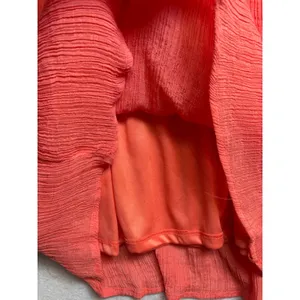 Indigo Rose Women Coral Pink Crinkle Gauze Ruffle Sleeve Shift Dress XL thumbnail 4