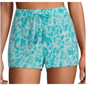 Womens City Streets Woven Shorts Teal Mermaid Tie Dye Swim Cover Up Shorts Sz L thumbnail 1
