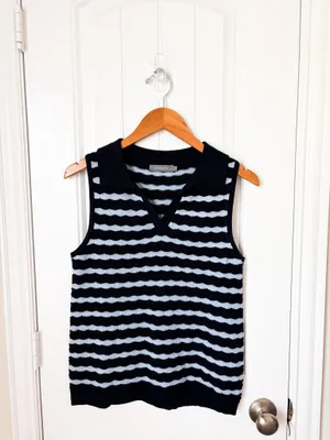 Principles Sleeveless Navy and Light Blue Striped Polo Tank Top Size Small thumbnail 4