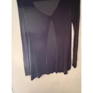 RED Y2k Black Sheer Ribbed Knit V-Neck Button Front Cardigan Whimsigoth S thumbnail 2