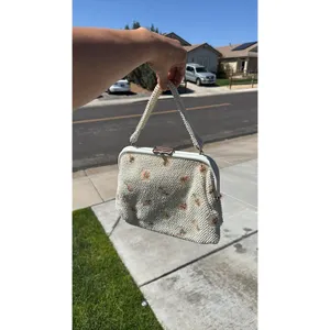 1950s Beaded Reversible Purse Vintage Top Handle Handbag Mid Century cottagecore thumbnail 12