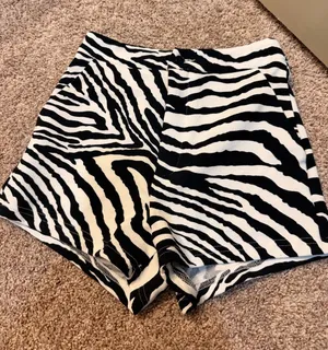 SHEIN Black & White Zebra-Print High Waist Women's Shorts thumbnail 1