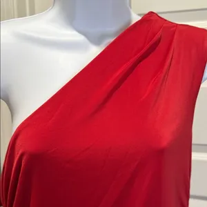 AQUA One Shoulder Ruched Bodycon Mini Dress Red Formal Glam NWT‎ L thumbnail 8
